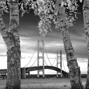 Mackinac Bridge, Straits of Mackinac, Mackinaw City, Lake Michigan, Lake Huron, Great Lakes, Big Mac, Upper Peninsula, Seascape Photograph image 7