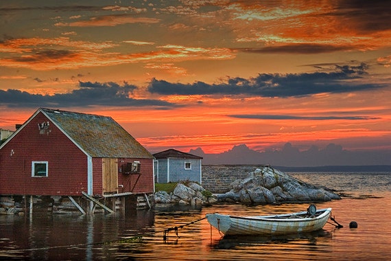 Peggy's Cove Sunset Photograph: Nova Scotia Fishing Village Seascape