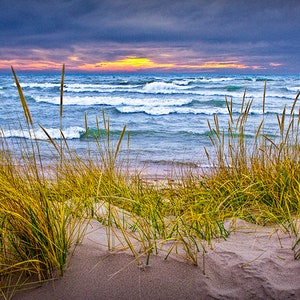 Lake Michigan Sunset Photograph: Holland Sand Dune Seascape