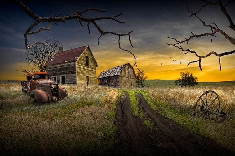 ina’s Country Creations アンティークショップ風 額装アート MP302 USA製 風景画 真作 A-1 アメリカ製 georgina's country creations 風景画 ウォールアート
