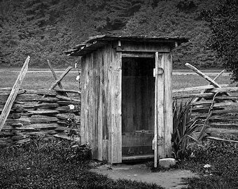 Historic Outhouse Photograph, North Carolina, Mountain Farm Museum, Smoky Mountains, National Park, Appalachia Landscape Photograph, Print