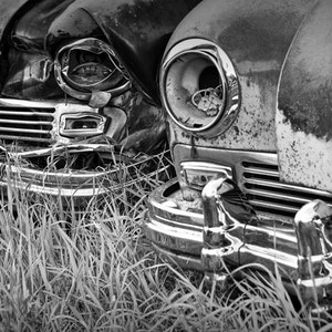 Vintage Frazer Auto Wreck Front Ends in Cooke City Montana near Yellowstone No.2453BW A Black & White Fine Art Automobile Car Photograph