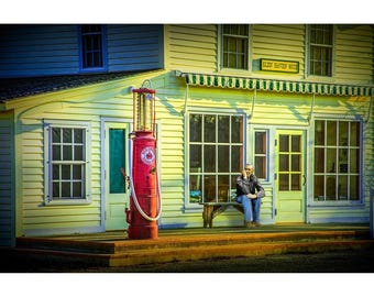 Glen Haven Michigan Photograph: Red Crown Gas Pump, Retro Americana Wall Art