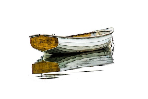 Traditie voorspelling Mordrin Witte roeiboot houten boot minimalistische foto Maine Dory - Etsy België