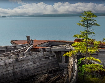 Neys Provincial Park Boat Shipwrecks on the Lake Superior North Shore near Marathon Ontario Canada, Historical Canadian Site, Nautical Photo