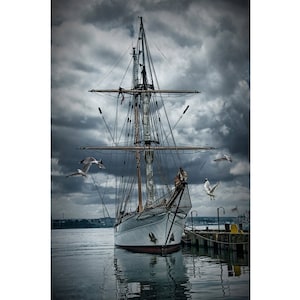 Halifax Harbor Schooner Print: Nova Scotia Nautical Seascape