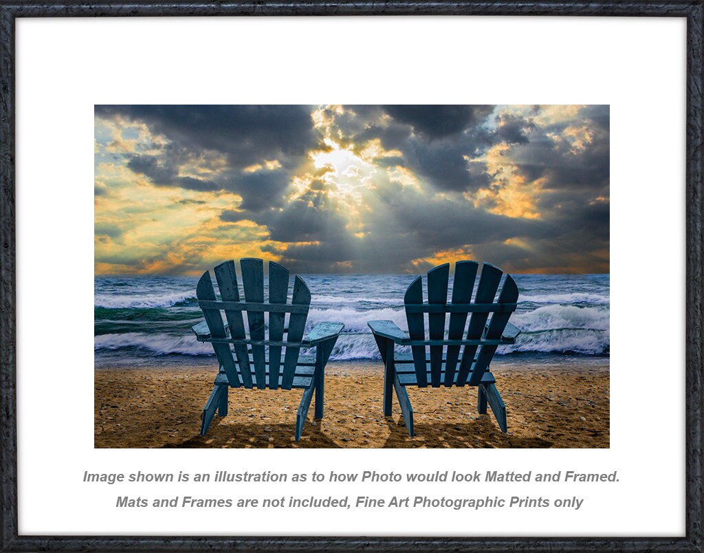12x18 Adirondack Chairs Print Gulf Coast Sunset Art Print 12x18 - Adirondack  Chairs Beach Scene Wall Decor Coast Lantern, image size:1024x804