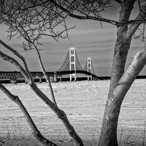 Mackinac Bridge Winter Landscape Photograph: Michigan Upper Peninsula Wall Art