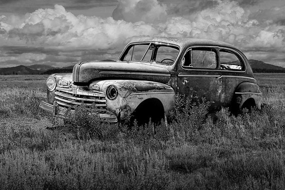 Abandoned Vintage Ford Automobile on the Western Prairie in | Etsy