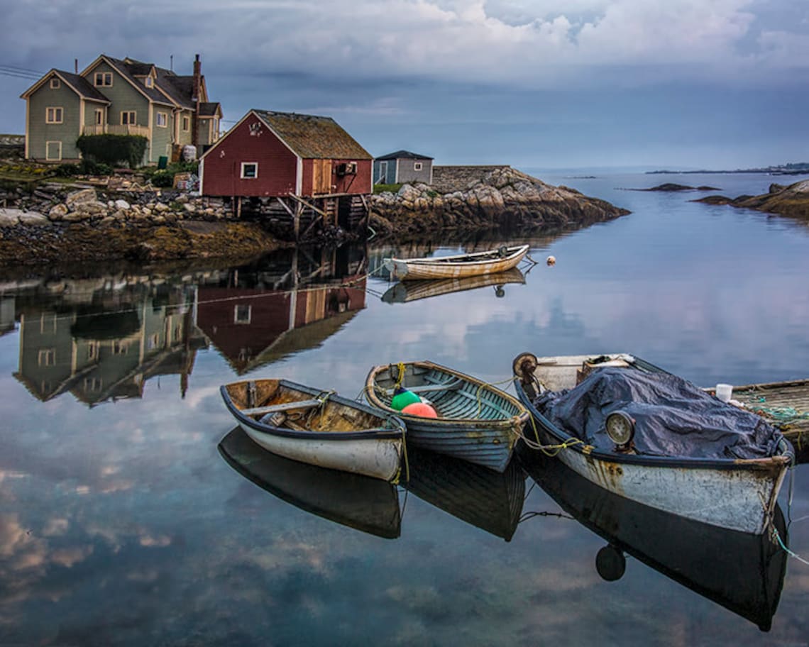 Peggy's Cove Fishing Village Harbor Boats Nova Scotia Etsy