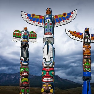 Totem Poles, Northwest Totem, Colorful Fine Art, Aboriginal Art, Tribal Culture, Indigenous People, First Nation, Totem Photograph, Wall Art image 1