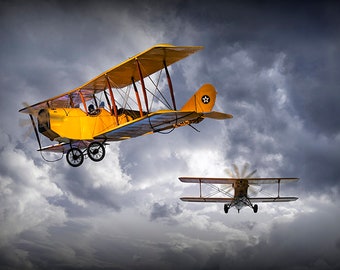 Vintage Biplane Print: Classic Aviation Fine Art Photograph