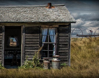 Prairie Cabin Farm House near the Badlands National Park in South Dakota No.75742 - a Fine Art Plains Landscape Photograph