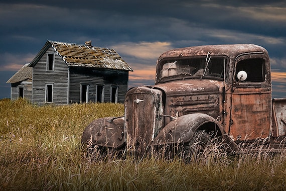 Abandoned Farm House And Rusty Pickup Truck On The Prairie Etsy abandoned-farm-house-and-rusty-pickup-truck-on-the-prairie-etsy