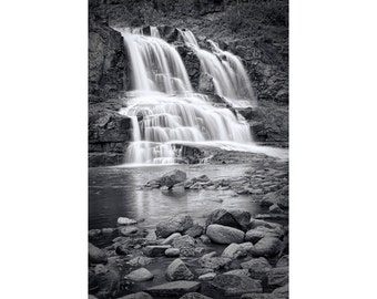 Lower Falls on the Gooseberry  River in Northern Minnesota by Lake Superior No. 116 A Black and White Nature Landscape Photograph