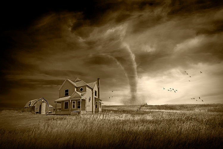 Farmhouse Tornado Sunset Print: Rural Americana Wall Art - Etsy
