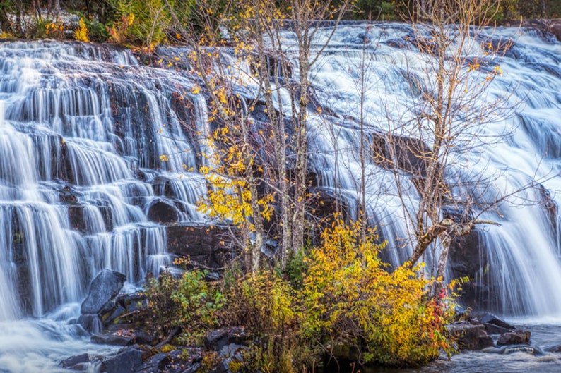 Close up of Bond Falls Michigan Water Fall Ontonagon River Etsy