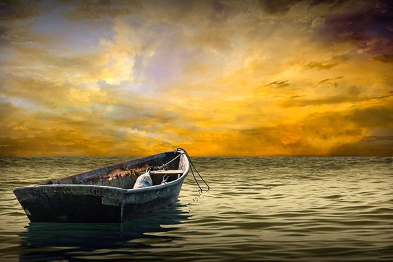 Sunrise Rowboat Photograph: Nautical Seascape Art, Canvas & Metal
