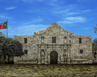 The Alamo Mission, Texas History, Lonestar State, Texas Flag, San Antonio Texas, Davy Crockett, Jim Bowie, Fine Art, Historical Photograph