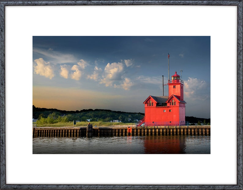 Big Red Lighthouse at Sunrise by Ottawa Beach at Michigan State Park by Holland Michigan No.812 Nautical Seascape Lighthouse Photography image 2