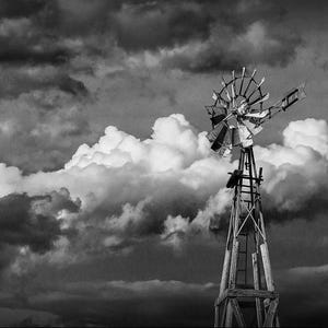 Prairie Windmill Fine Art Print: South Dakota Farm Landscape Photography