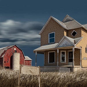 Abandoned Farm, Farm for Sale, Farm House, Red Barn, Michigan Photograph, Rural Fine Art, Agricultural Art, Landscape Photograph, Wall Decor