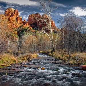 Cathedral Rock with the Saddle Points and Oak Creek Panorama in the Coconino National Forest by Sedona Arizona No.1FS A Red Rock Photograph