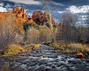 Cathedral Rock with the Saddle Points and Oak Creek Panorama in the Coconino National Forest by Sedona Arizona No.1FS A Red Rock Photograph