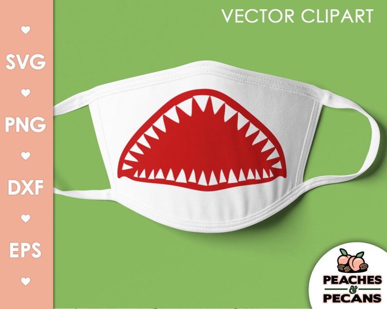 Download Shark Teeth Mask Svg Cut Files for Cricut. Shark Mouth ...