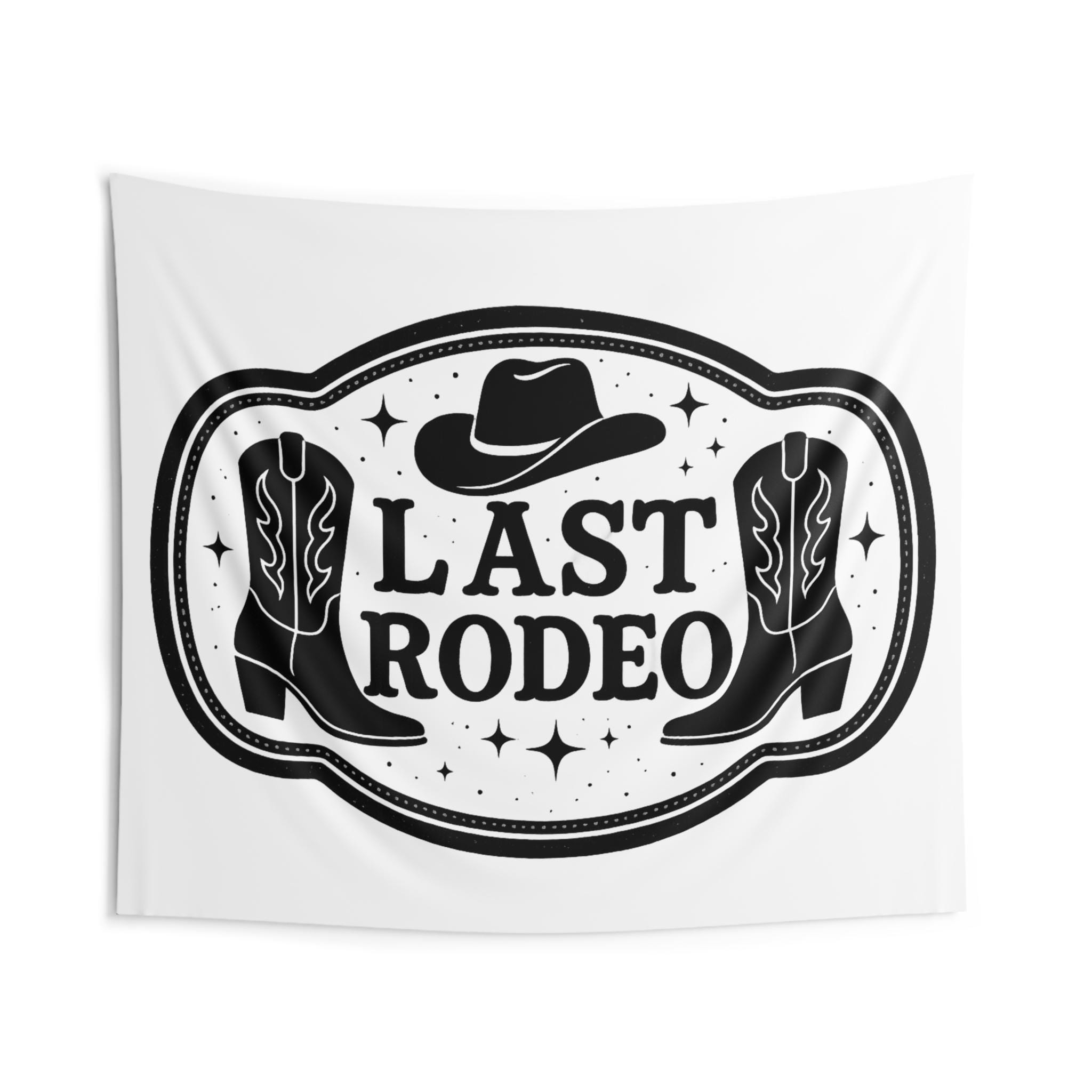 Last Rodeo Indoor Wall Tapestries, Cowgirl Bachelorette Tapestry Art Decor, Western Themed Fabric Hanging, Vintage Country Wall Art, Rustic