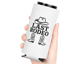 Last Rodeo Can Cooler - Bachelor Party Favor, Koozie, Drink Holder, Wedding Gift, Beer Sleeve