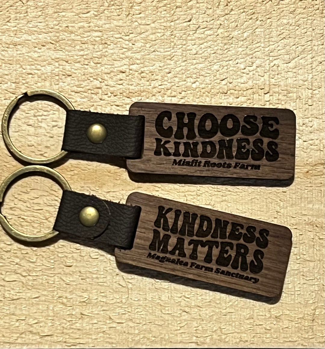 Wood Keychain, Zipper Pull, Choose Kindness, Kindness Matters, Vegan ...