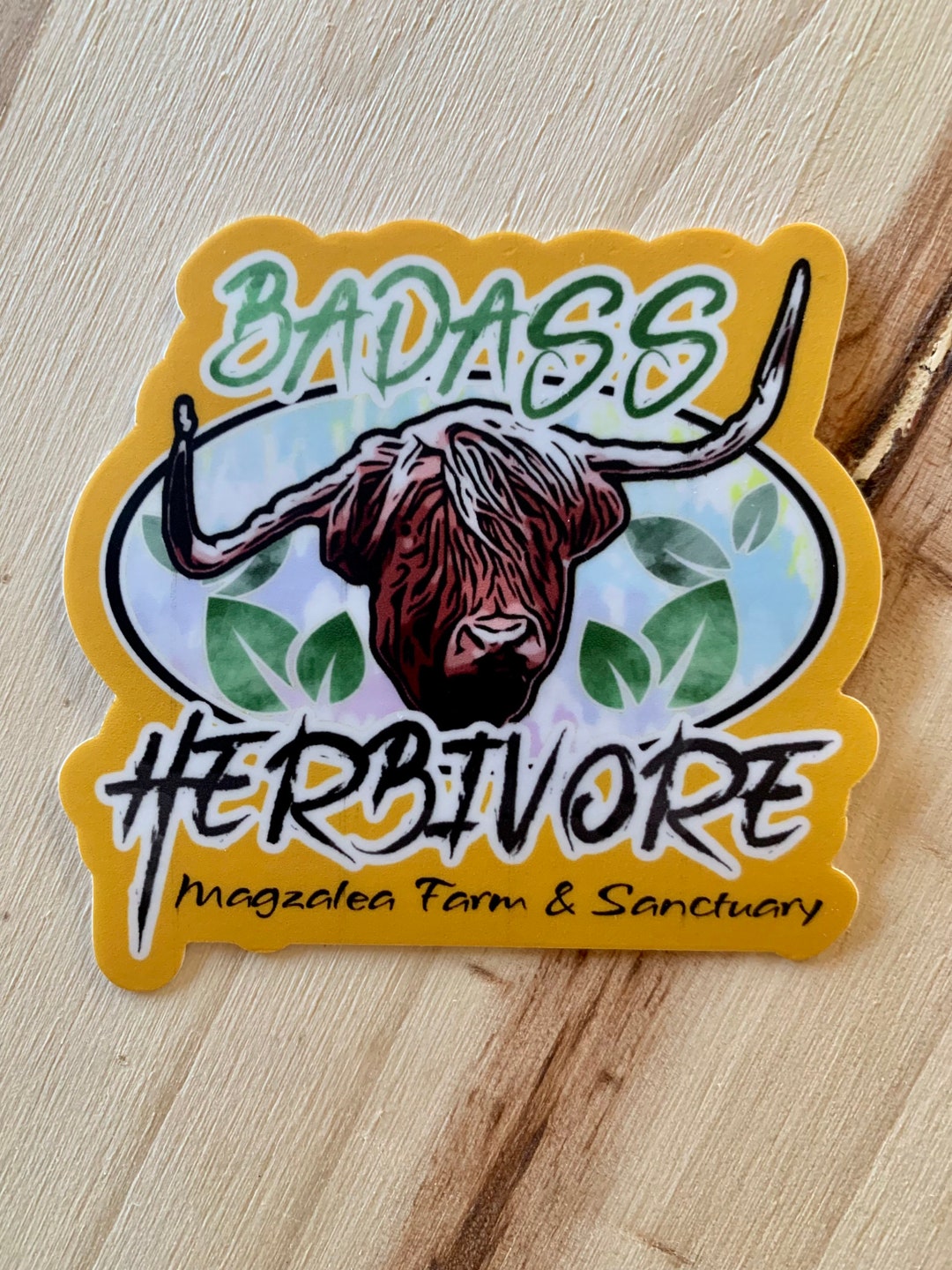 Vinyl Sticker, Magzalea Farm & Sanctuary, Badass Herbivore, Vegan