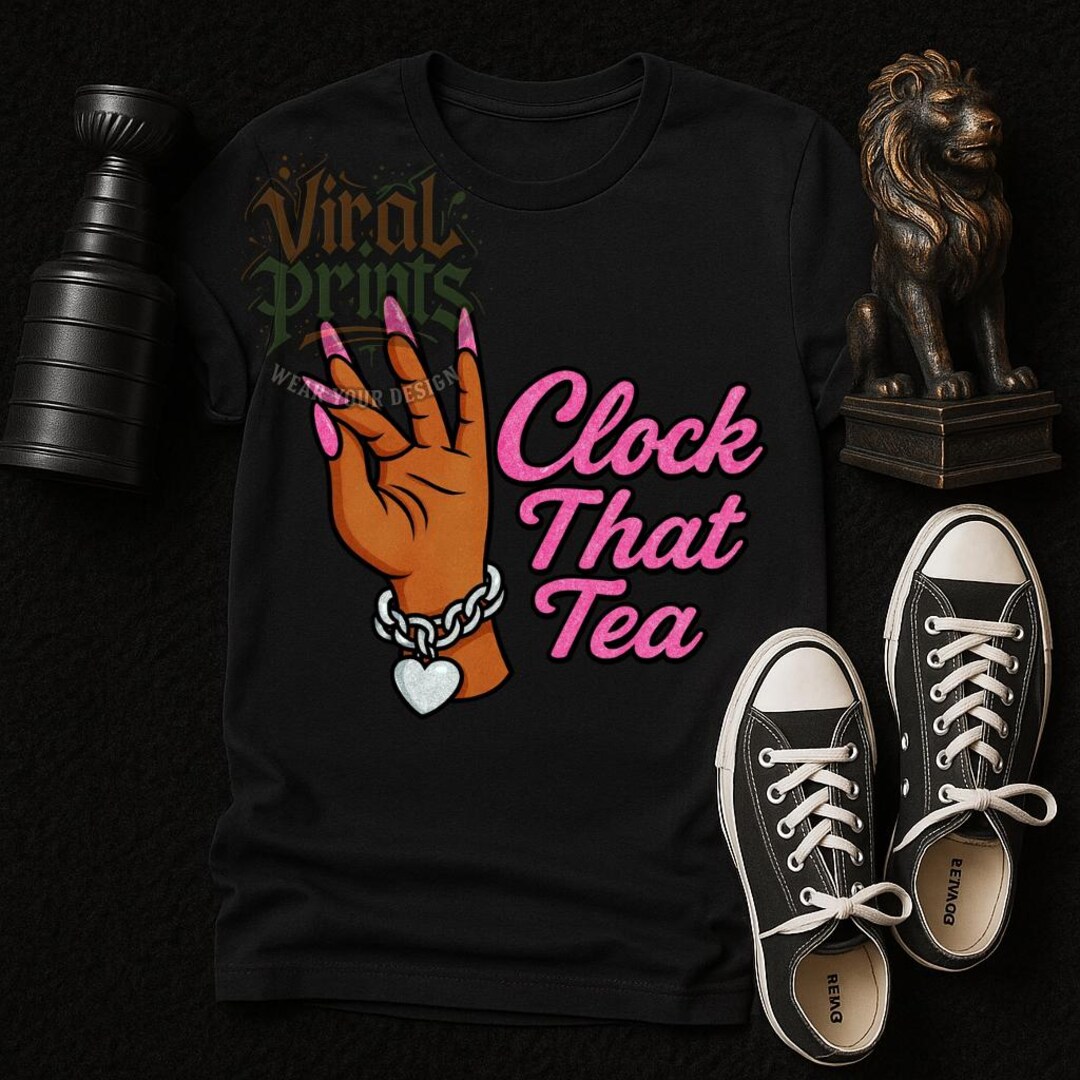 Clock That Tea PNG | Girly Sass Art | Pink Nails and Hand Graphic ...