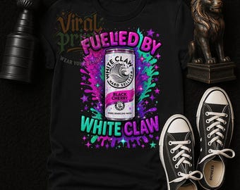 Diseño de camiseta "Impulsado por White Claw" / Descarga digital divertida para beber