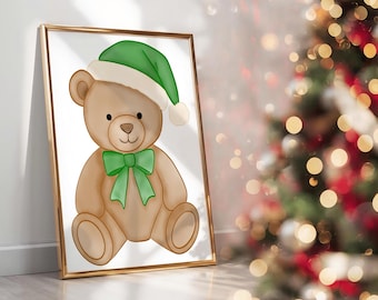 Teddy Bear Christmas Wall Print ( Digital Download)