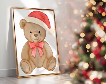 Teddy Bear Christmas Wall Art ( Digital Download)