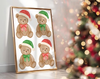 Holiday Teddy Wall Art Print (Digital Download)