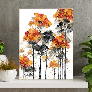 Abstract Tree Wall Art | Modern Forest Canvas Print, Fall Color Wall Decor, Nature-Inspired Home Art,  Japandi wall art, Japanese Wall decor