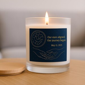 Aangepaste sterrenkaartkaars, gepersonaliseerde celestial Zodiac-pot | 11 oz geurcadeau voor koppels | Aandenken bruiloft of jubileum