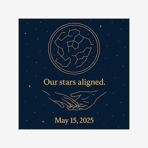 Personalisierter Sternenkarte Magnet, Andenken personalisiert | 3 x 3 in Hochzeits- oder Jahrestagsgeschenk | Cosmic Love Kühlschrank Dekor, Astrologie Thema,