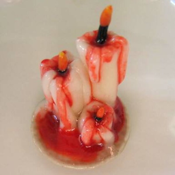 Dollhouse Miniature Bleeding Candle glow in the dark Halloween