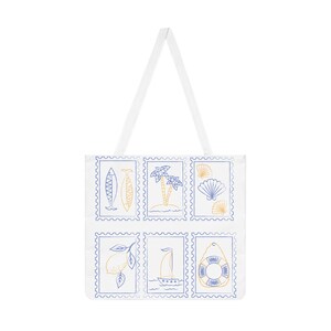 Bolsa com cartões-postais de verão. Bolsa ecológica. Bolsa da Geração Z. Bolsa de praia. Bolsas da moda. Bolsa com conchas, palmeiras e sardinhas.
