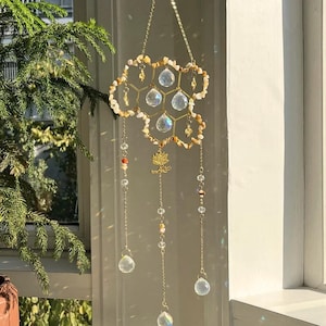 Suncatcher, Crystal Suncatcher, Amethyst Light Catcher, Boho Decor, Housewarming Gift, Wall Hanging, Friendship Gift, Mother&#39;s Day Gift