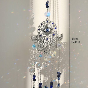 Hamsa Suncatcher, Amethyst Moon Light Catcher, Hamsa,  Suncatcher, Home Decor, Friendship Gift, Evil Eye Suncatcher, Wall Hanging, Evil Eye