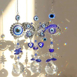 Evil Eye Suncatcher, Crystal Suncatcher, Suncatcher, Amethyst Light Catcher, Spiritual Suncatcher, Gift For Friend, Sun Catcher