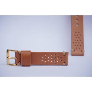 Handgefertigt Leder Racing Armbanduhr Armband Band Kalb Kalbsleder Perforiert Individuell