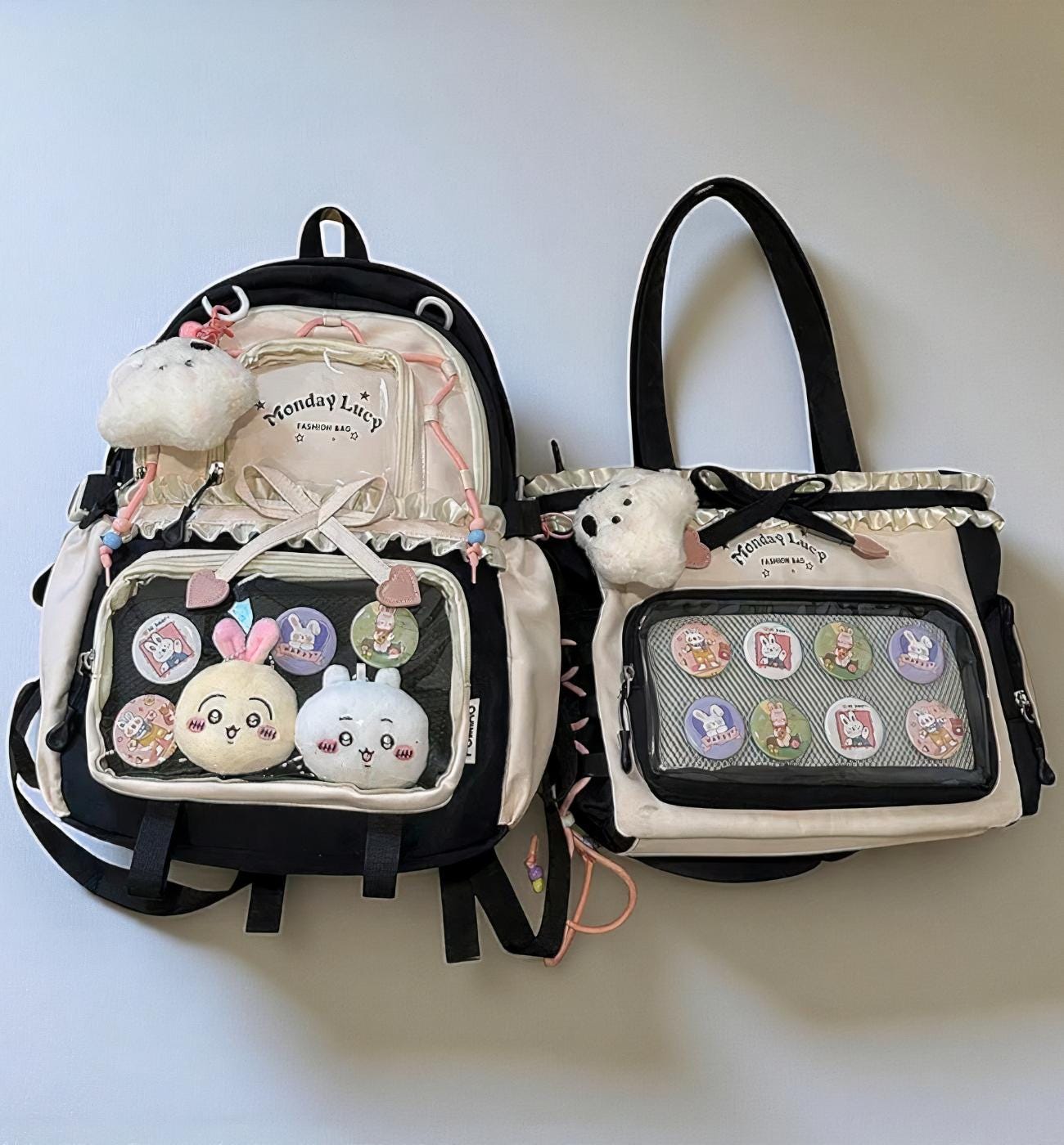 Ita Bag Backpack Double Window PU Leather with Insert Kawaii Anime Expo Ita Bag,ita Backpack, 2 Piece Set, Ita Bags, Anime, Cute  main image 3