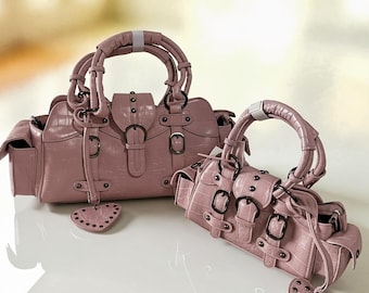 Pale Pink Crescent Shoulder Bag: Elegant Women's Handbag
