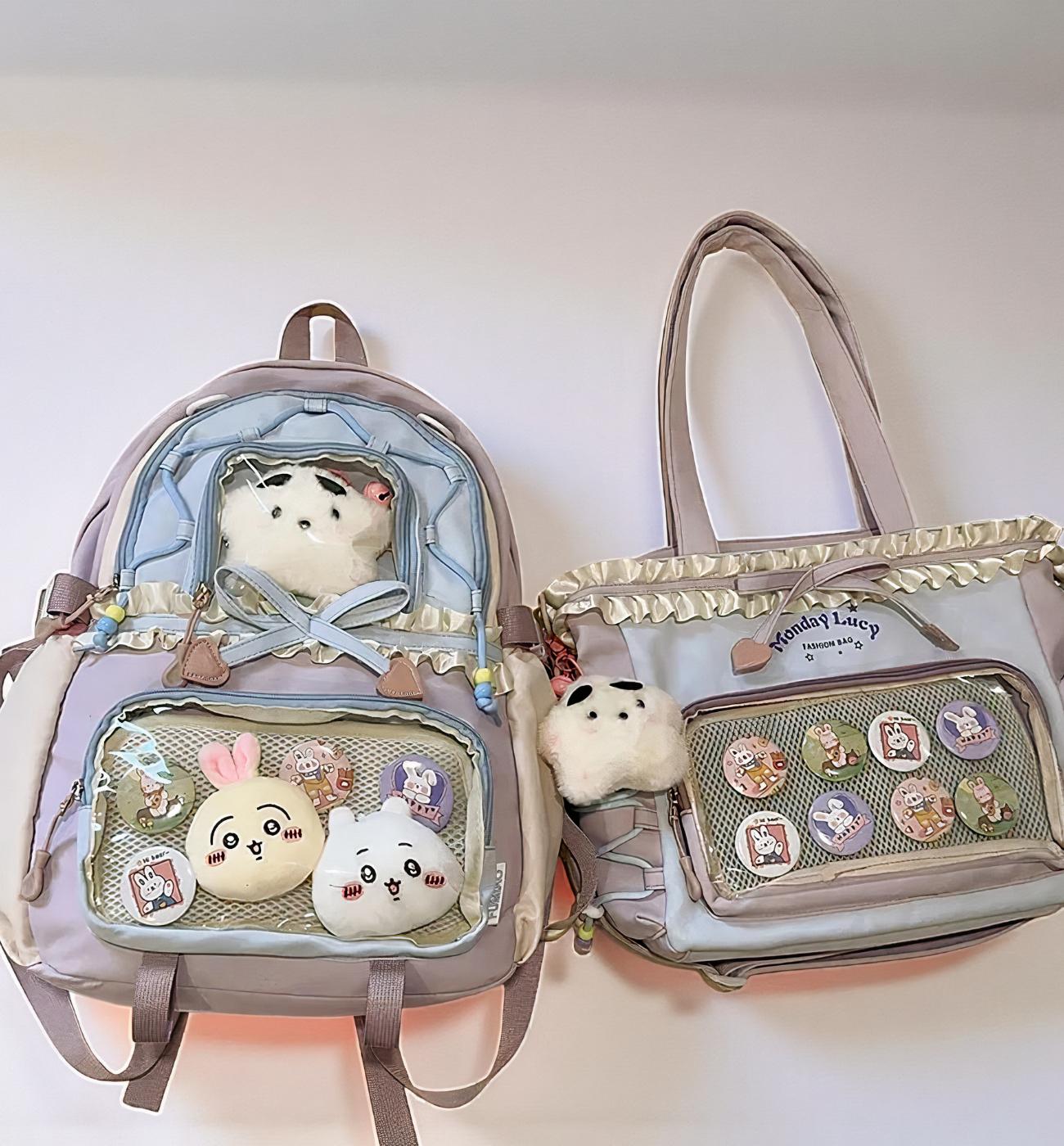 1956 Ita Bag Backpack Pin Display PU Leather Trading Book Bag 12inch Kawaii Ita Bag,ita Backpack, 2 Piece Set, Ita Bags, Anime, Cute  main image 4